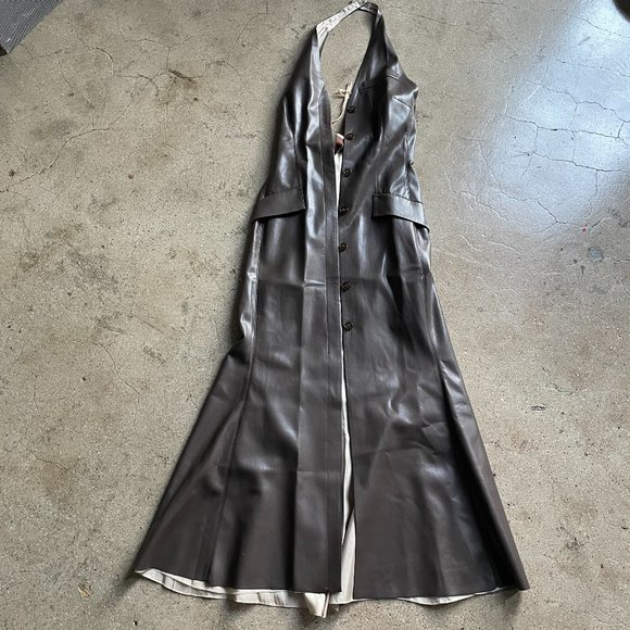Nanushka Tailored Vegan Leather Fluted Dress - Picture 2 of 3